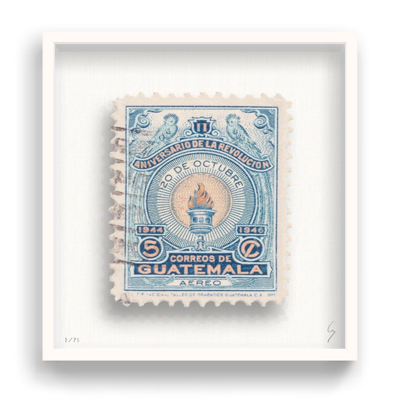 Guy Gee, Guatemala (medium)

Hand-engraved print on 350gsm on G.F Smith card
53 x 56cm (20 4/5 x 22 2/5 in)
Frame included 
Edition of 75 

Each artwork by Guy had been digitally reimagined from an original postage stamp. Cut out and finished by