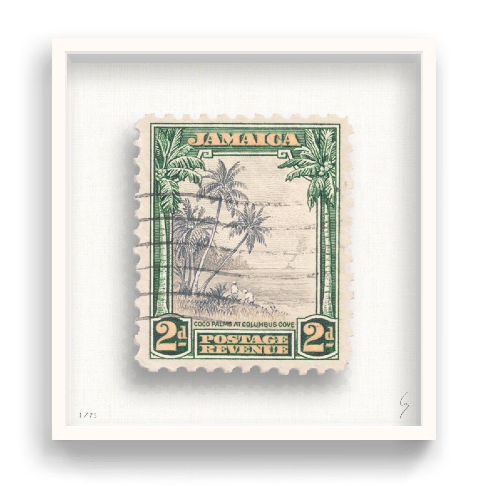 Guy Gee, Jamaica (medio)

Impresión grabada a mano en 350gsm sobre tarjeta G.F Smith
53 x 56 cm (20 4/5 x 22 2/5 pulg.)
Marco incluido 
Edición de 75 ejemplares 

Cada obra de Guy había sido reimaginada digitalmente a partir de un sello de correos