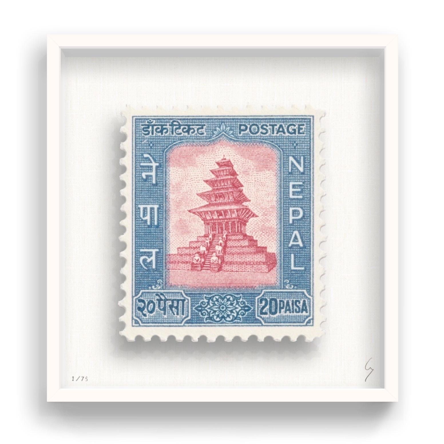 Guy Gee, Nepal (medium)

Hand-engraved print on 350gsm on G.F Smith card
53 x 56cm (20 4/5 x 22 2/5 in)
Frame included 
Edition of 75 

Each artwork by Guy had been digitally reimagined from an original postage stamp. Cut out and finished by hand,