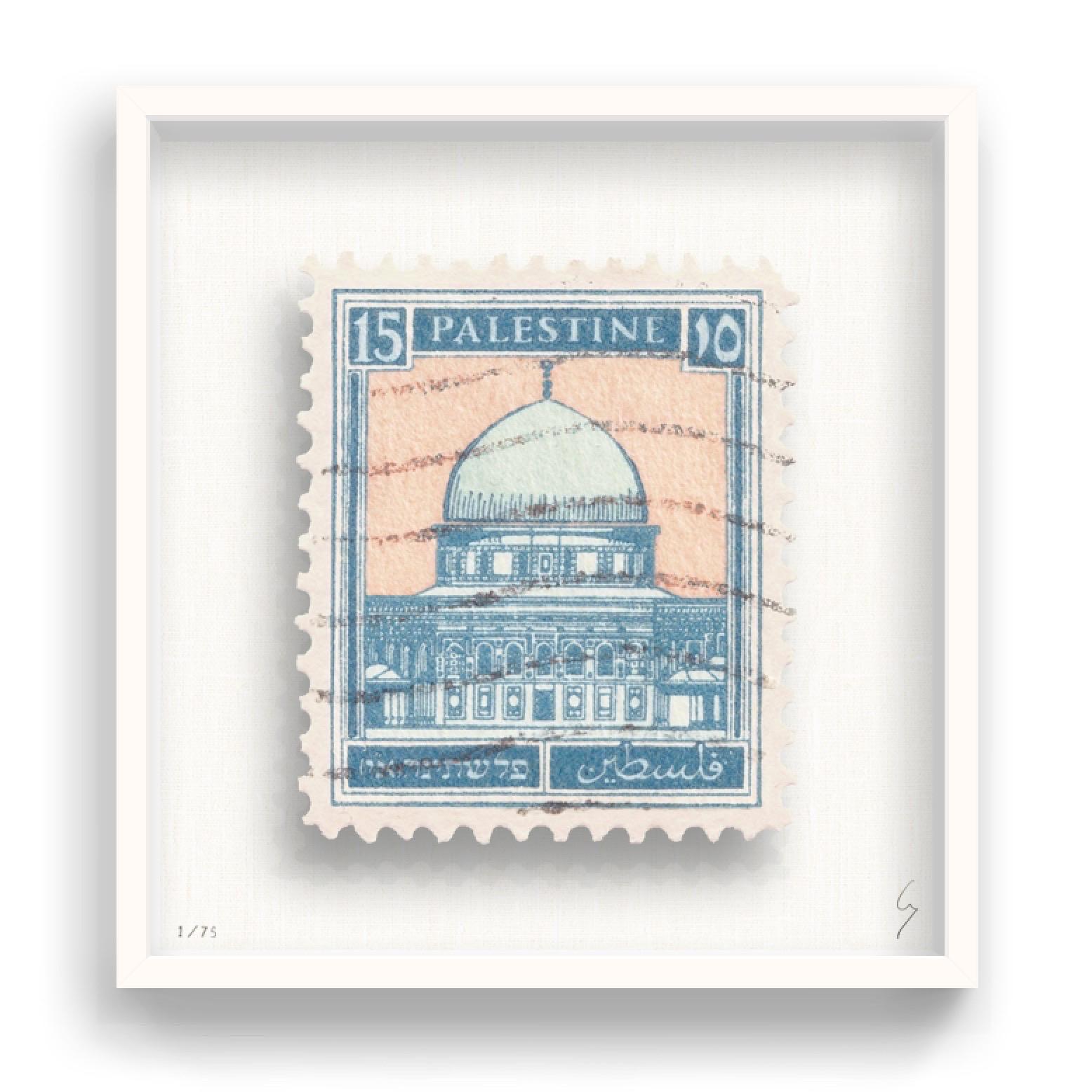 Guy Gee, Palestine (medium)

Hand-engraved print on 350gsm on G.F Smith card
31 x 35 cm (12 1/5 x 13 4/5)
Frame included 
Edition of 75 

Each artwork by Guy had been digitally reimagined from an original postage stamp. Cut out and finished by hand,
