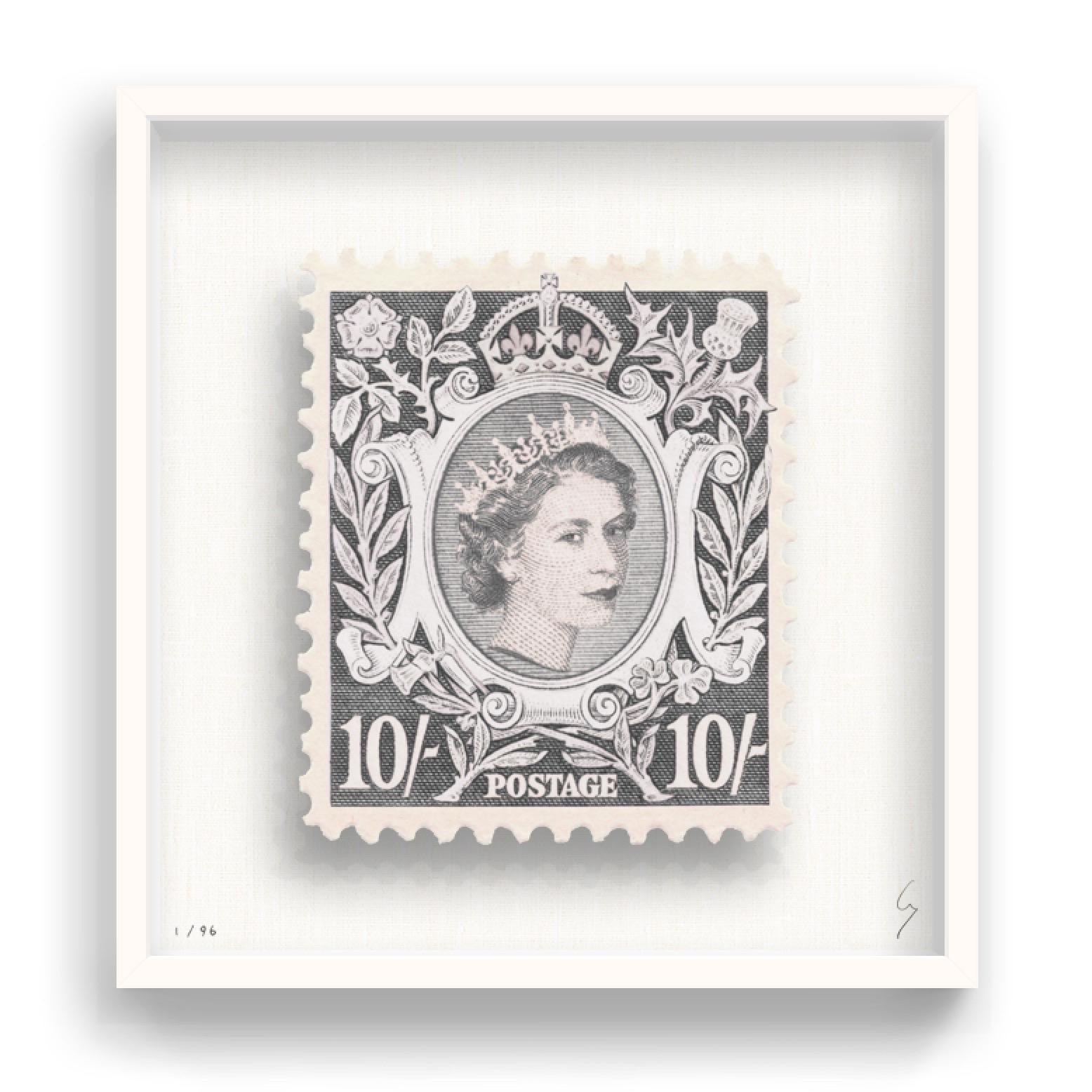 Guy Gee, Queen B&W (medium)

Hand-engraved print on 350gsm on G.F Smith card
53 x 56 cm (20 4/5 x 22 2/5)
Frame included 
Edition of 96

Each artwork by Guy had been digitally reimagined from an original postage stamp. Cut out and finished by hand,