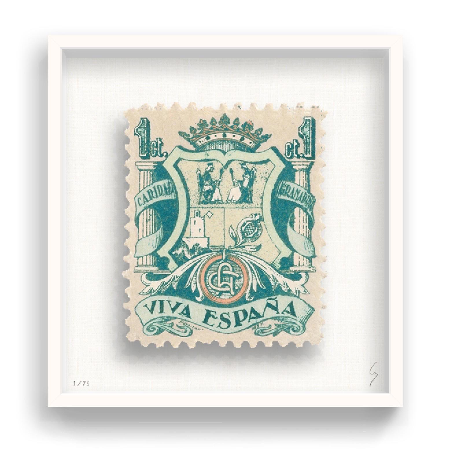Guy Gee, Espagne (moyen)

Impression gravée à la main sur carte G.F Smith 350 g/m².
31 x 35 cm (12 1/5 x 13 4/5)
Cadre inclus 
Edition de 75 

Chaque œuvre de Guy a été réimaginée numériquement à partir d'un timbre-poste original. Découpée et finie