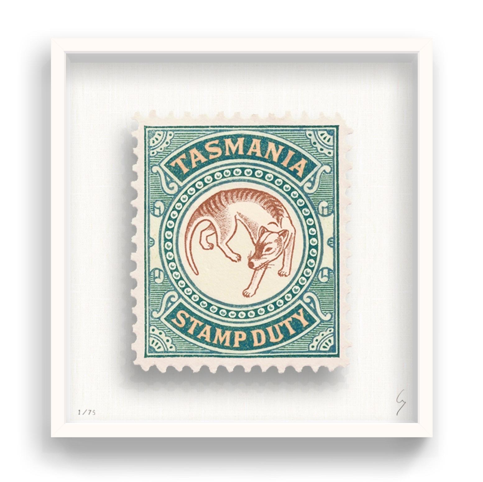 Guy Gee, Tasmania (medium)

Hand-engraved print on 350gsm on G.F Smith card
31 x 35 cm (12 1/5 x 13 4/5)
Frame included 
Edition of 75 

Each artwork by Guy had been digitally reimagined from an original postage stamp. Cut out and finished by hand,