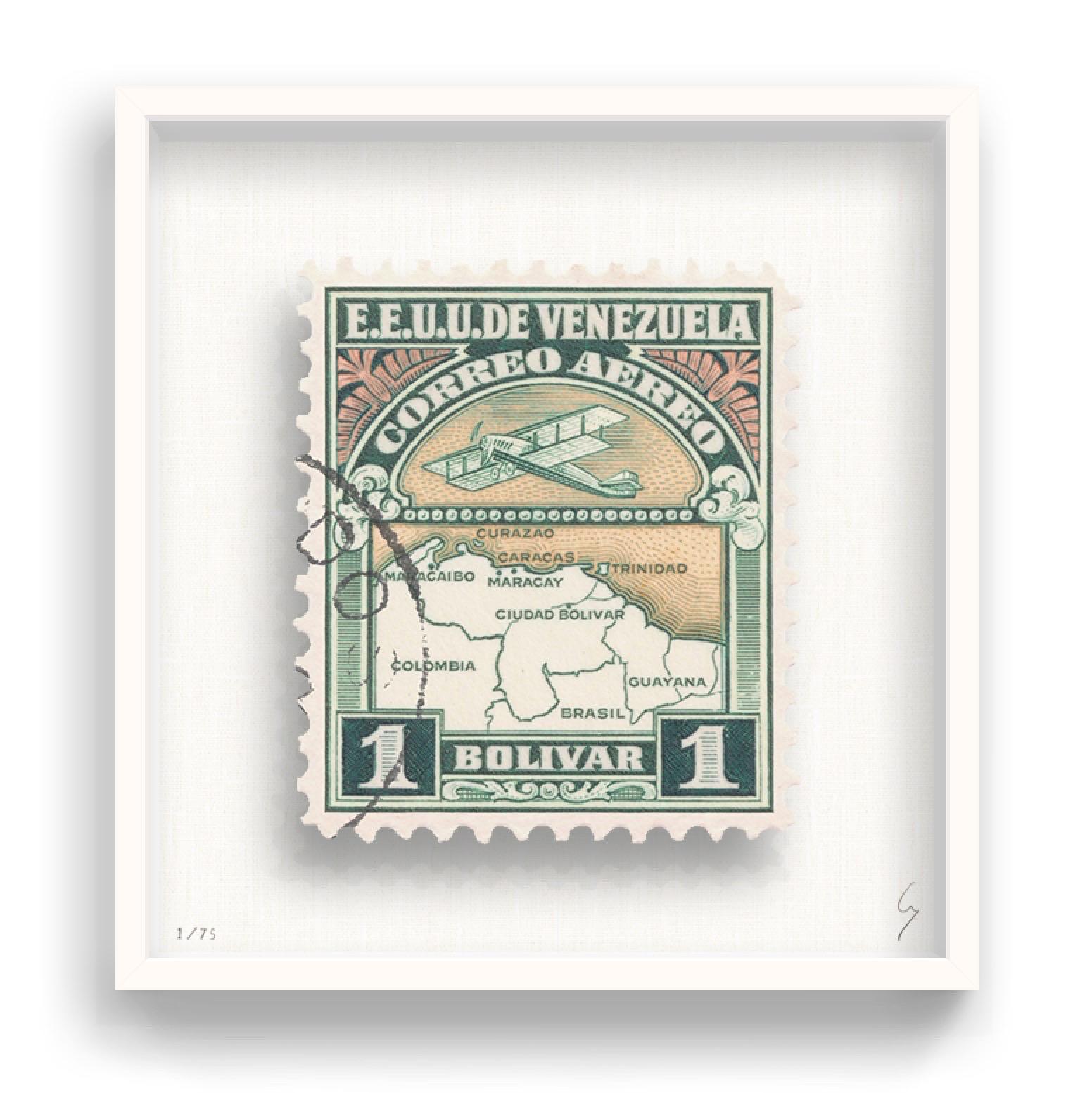 Guy Gee, Venezuela (medium)

Hand-engraved print on 350gsm on G.F Smith card
31 x 35 cm (12 1/5 x 13 4/5)
Frame included 
Edition of 75 

Each artwork by Guy had been digitally reimagined from an original postage stamp. Cut out and finished by hand,