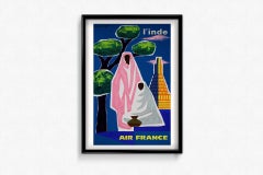 1962 Original travel poster by Guy Georget - Air France l'Inde