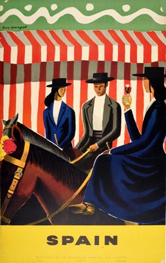 Guy Georget - Original Vintage Europe Travel Poster Spain Guy Georget Horse Riding Espana Original Vintage Europe Travel Poster Spain Guy Georget Horse Riding Espana