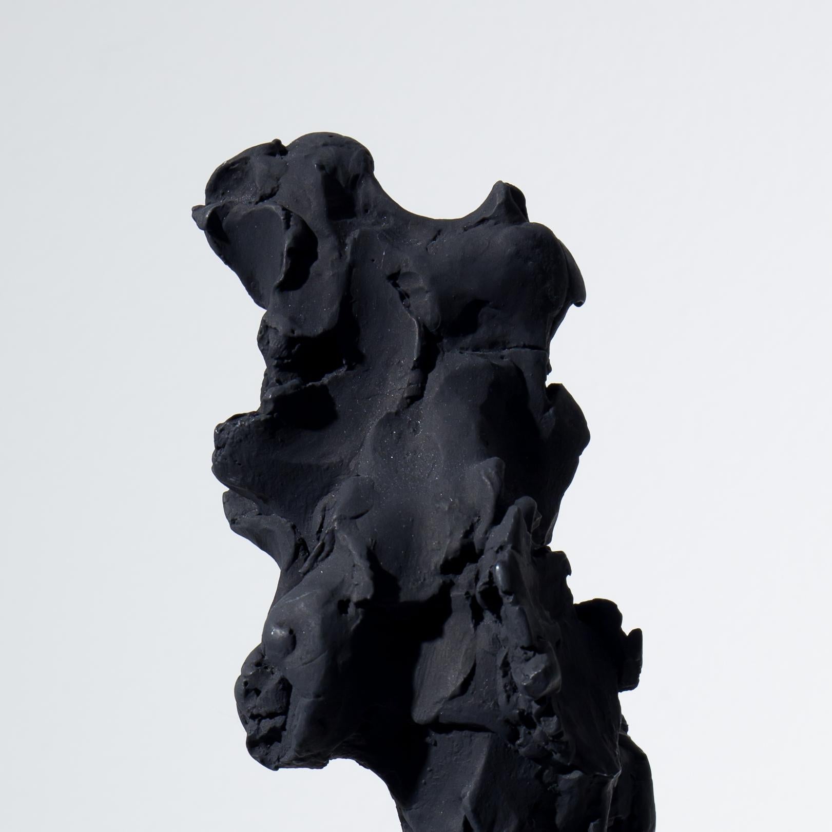 Black Totem no. 3 - Contemporary, painted bronze and Portland stone - Sculpture by Guy Haddon Grant