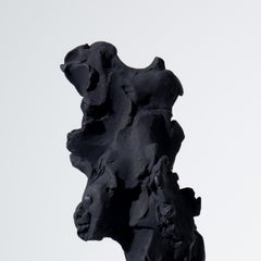 Black Totem no. 3 - Contemporary, painted bronze and Portland stone