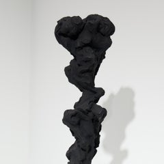 Black Totem no. 5 - Contemporary, painted bronze and Portland stone