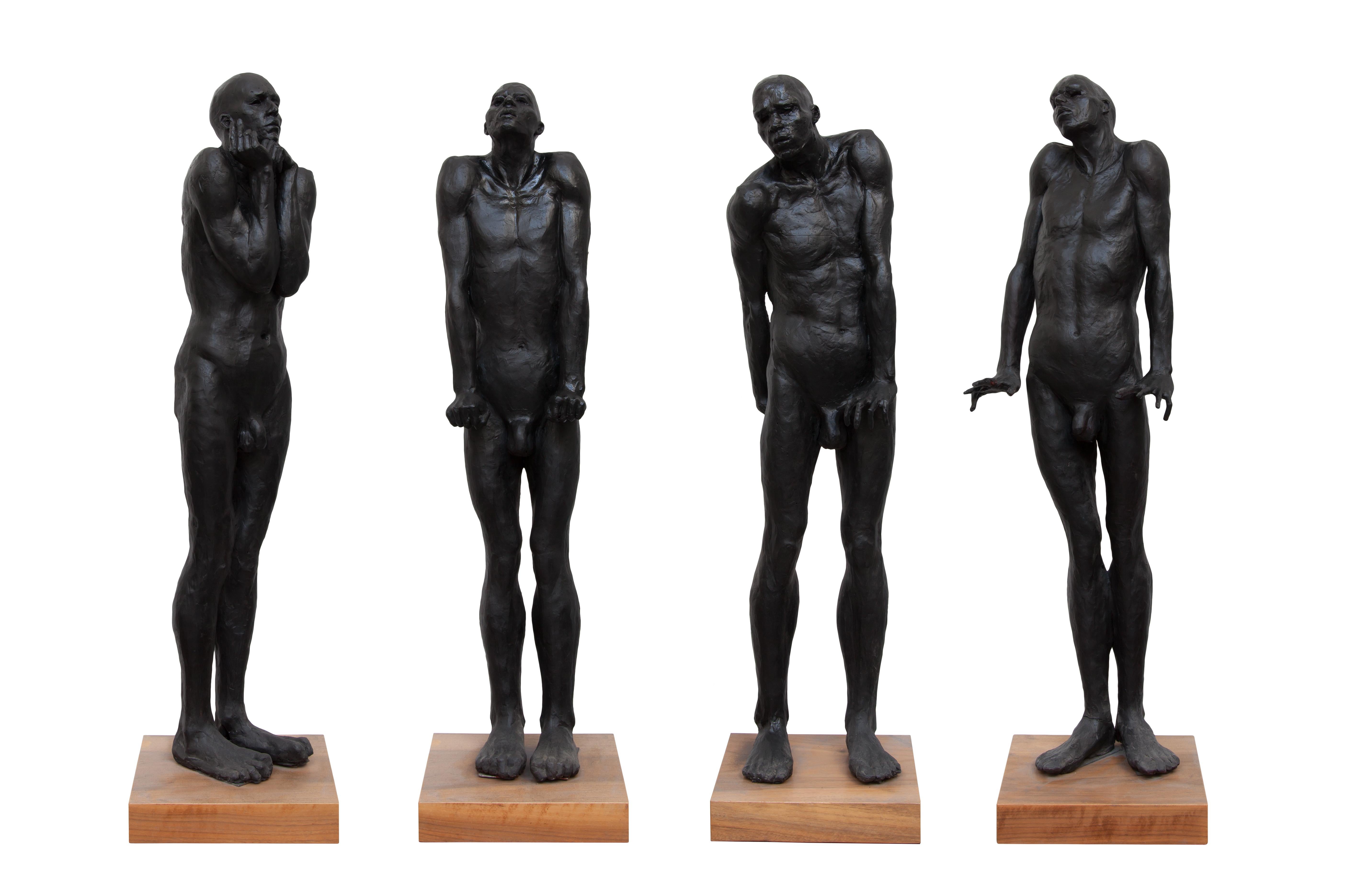 Seven Million and Counting (Sculpture 1) - Contemporary bronze sculpture  - Brown Figurative Sculpture by Guy Haddon Grant