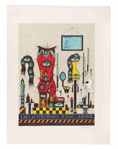 Idée de Cérémonie... Rituel... Amour - Sérigraphie de Guy Harloff - années 1970