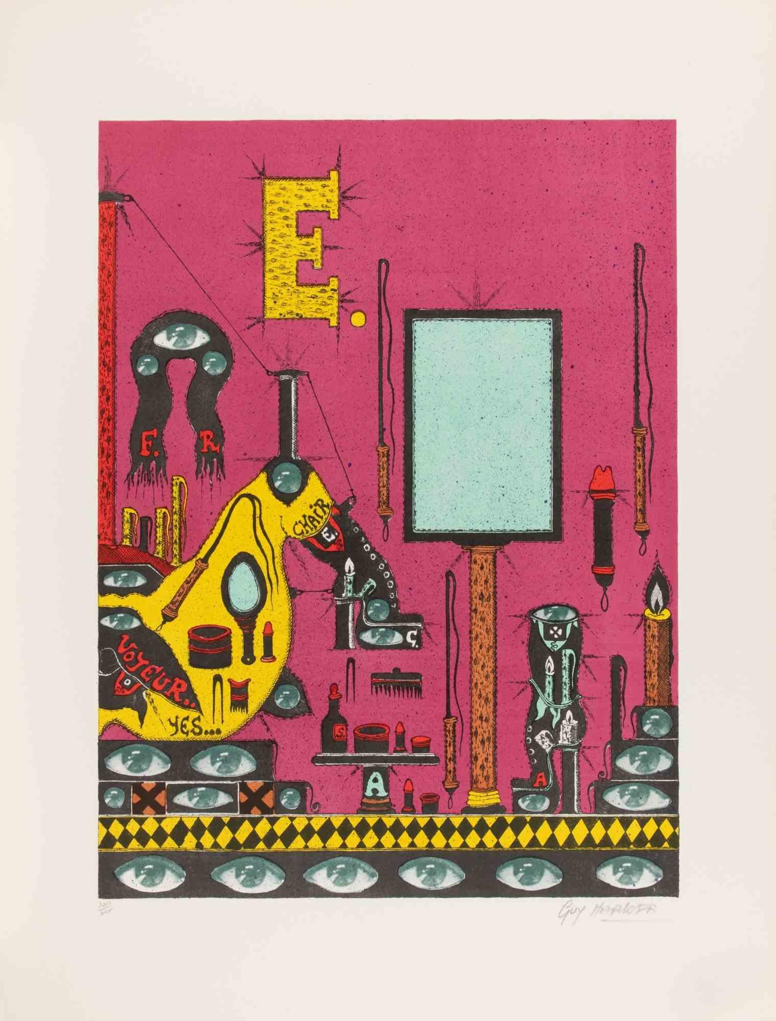 Untitled (“E. / Chair”) - Screenprint by Guy Harloff - 1970s