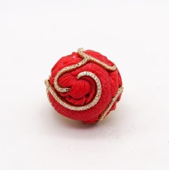 Guy Henry Coral Dragon Cocktail Ring In 18Kt Yellow Gold With 1.32 Ctw Diamonds