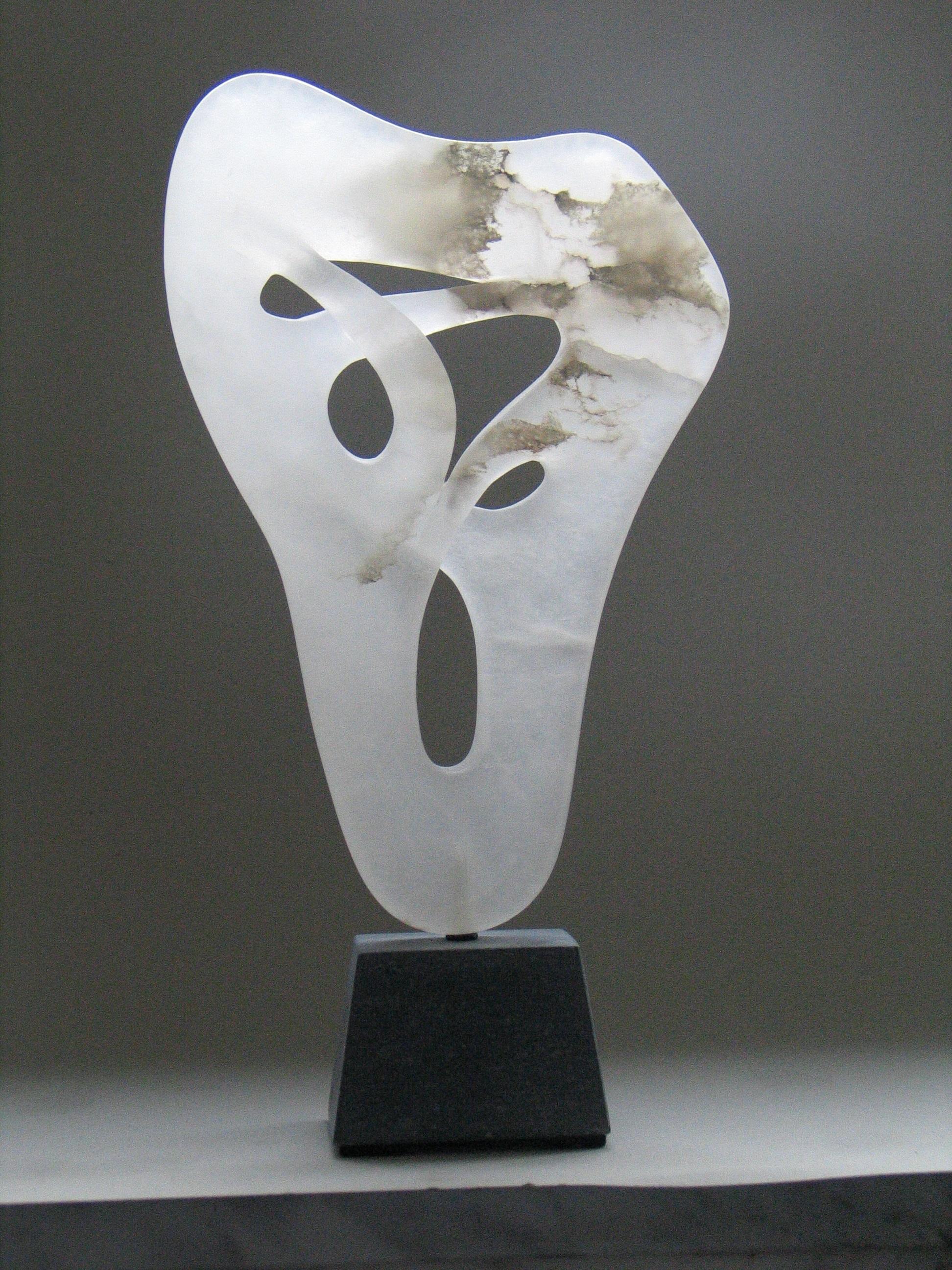 Guy Janssen  Abstract Sculpture - Liëren Liaise Alabaster Sculpture White Abstract In Stock