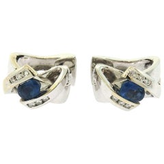 Guy Laroche 0.86 CTW Diamond & Sapphire Huggie Earrings in 18K