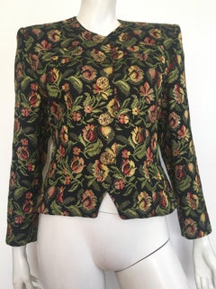 Guy Laroche 1980s Brocade Metallic Jacket Size 10.