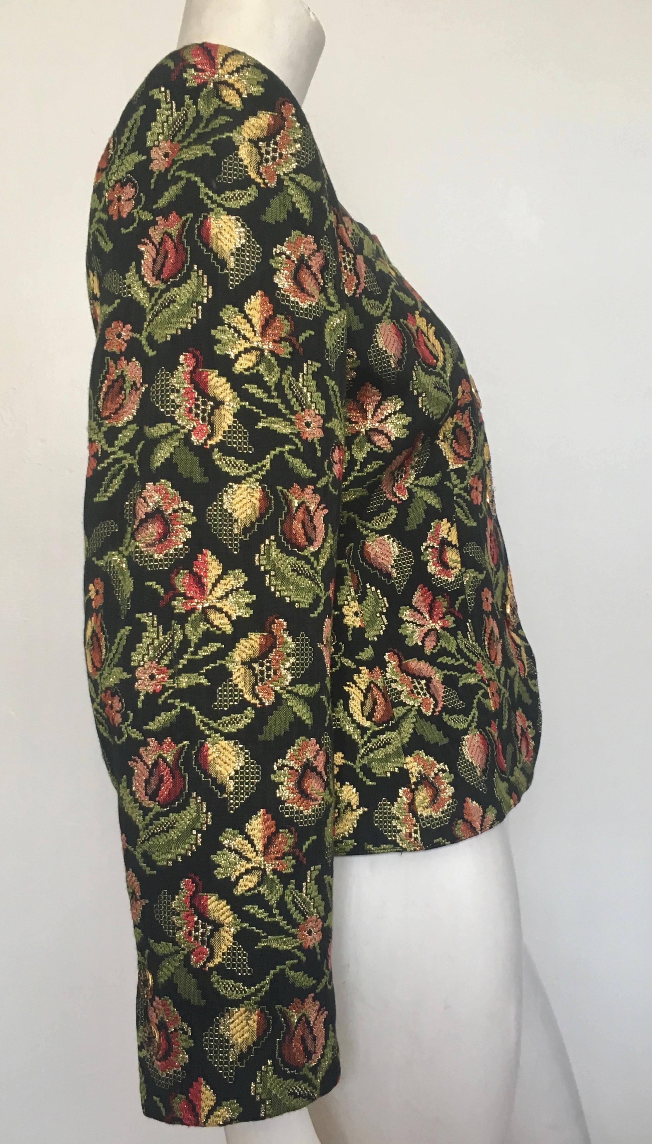 Women's or Men's Guy Laroche 1980s Brocade Metallic Jacket Size 10.  For Sale