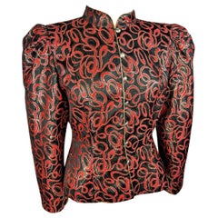 Guy Laroche 1985 Chaqueta ajustada de poliéster lamé con mangas abullonadas