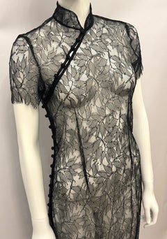 Guy Laroche Archival 2000’s vintage Chinoiserie black lace dress