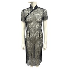Guy Laroche Archival 2000’s vintage Chinoiserie black lace dress
