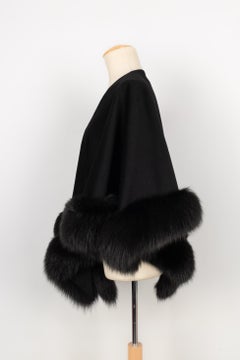 Guy Laroche Black Cape Embroidered with Fur