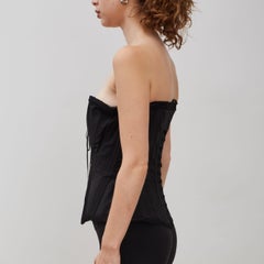 Guy Laroche Black Wool Lace Up Corset Top (42FR  Large)