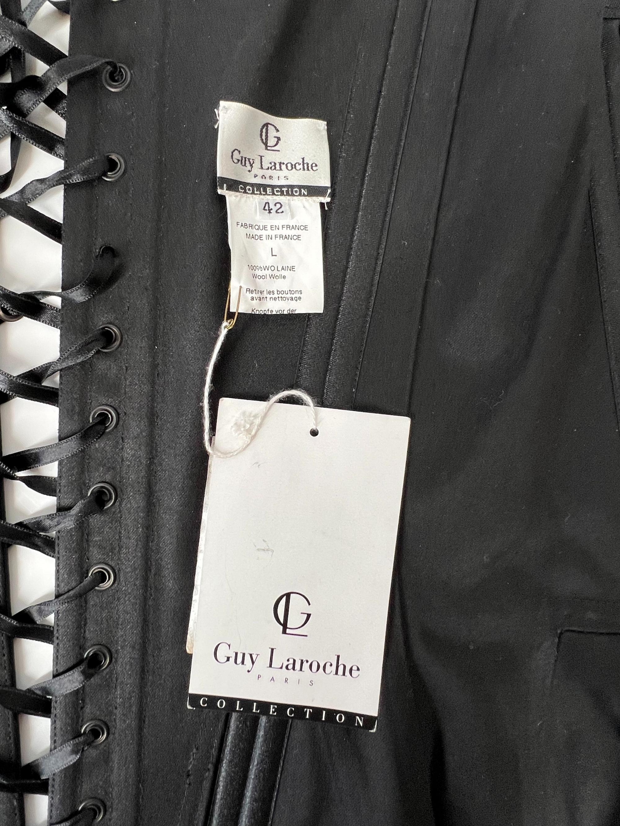 Guy Laroche - Haut corset en laine noir à lacets (42FR)  Grand) en vente 3