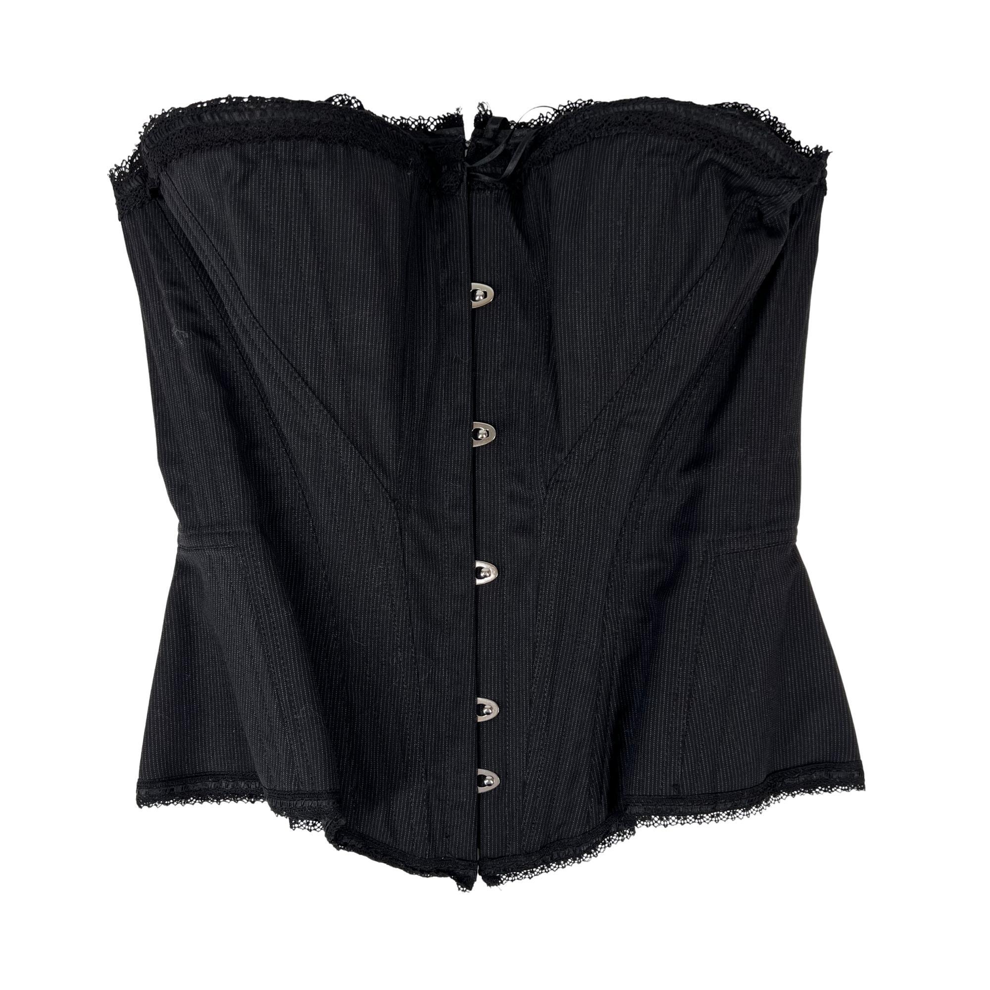 Guy Laroche Black Wool Lace Up Corset Top (FR46  Extra Large) For Sale 1