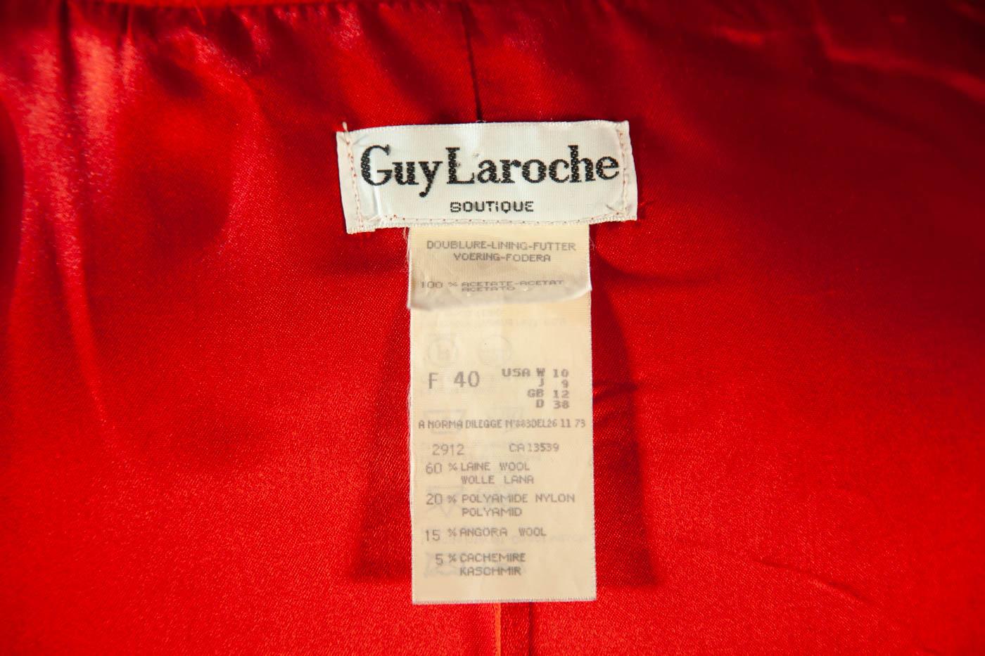 Guy Laroche Boutique, Wool and Cashmere, Vermilion, Oversized Coat, 1980s 1