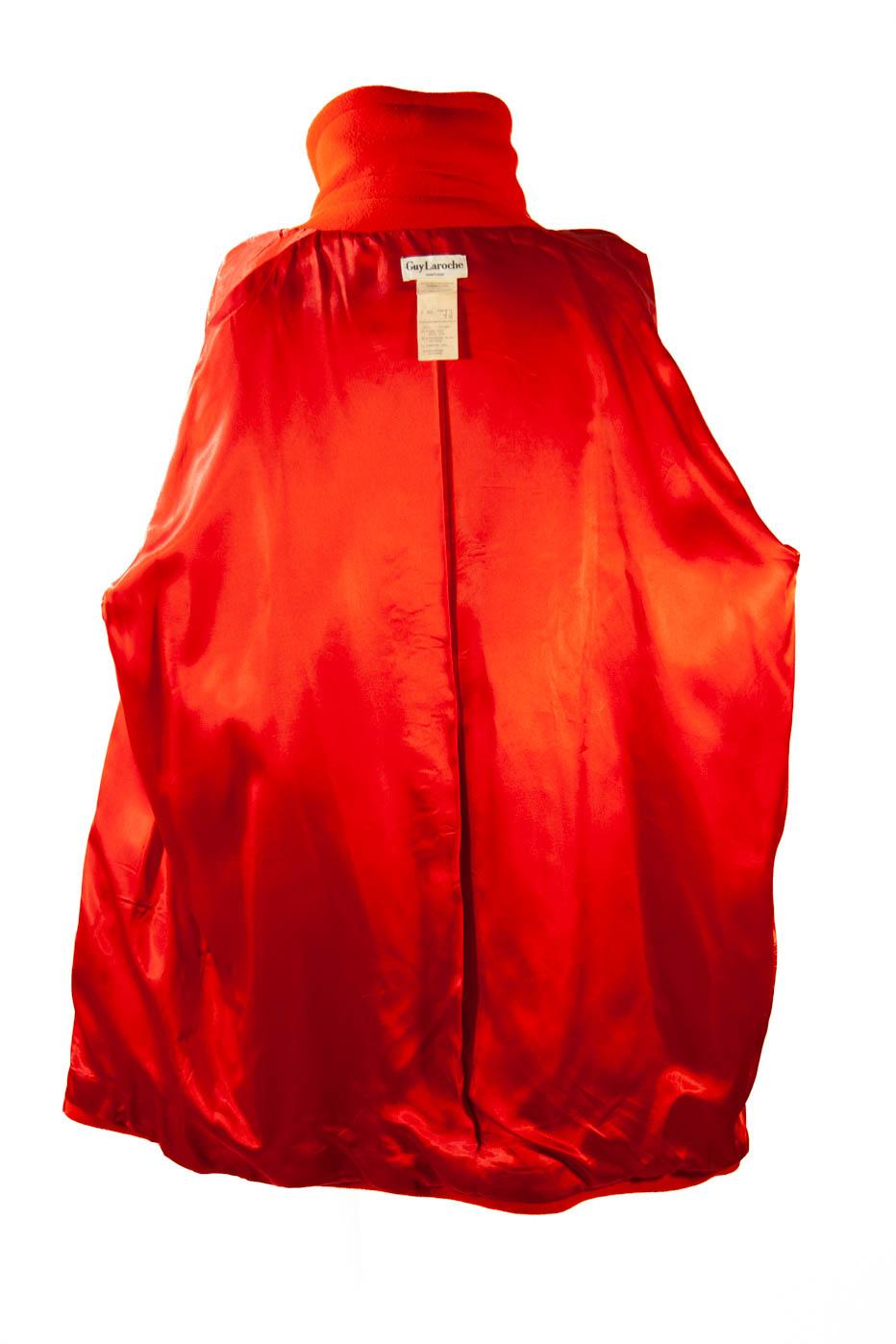 Guy Laroche Boutique, Wool and Cashmere, Vermilion, Oversized Coat, 1980s 2