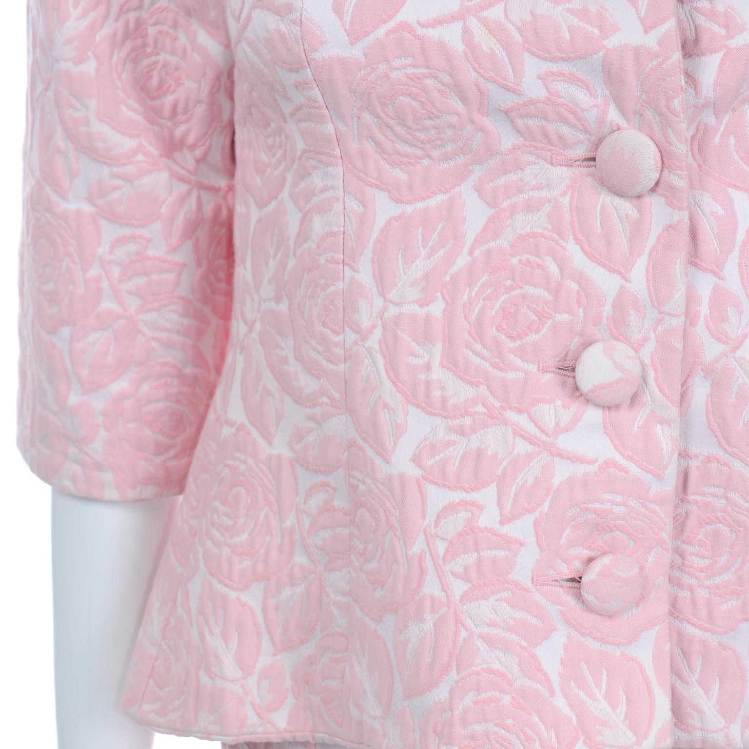 Guy Laroche Boutique Paris Vintage Pink Skirt Suit With Bow For Sale 1
