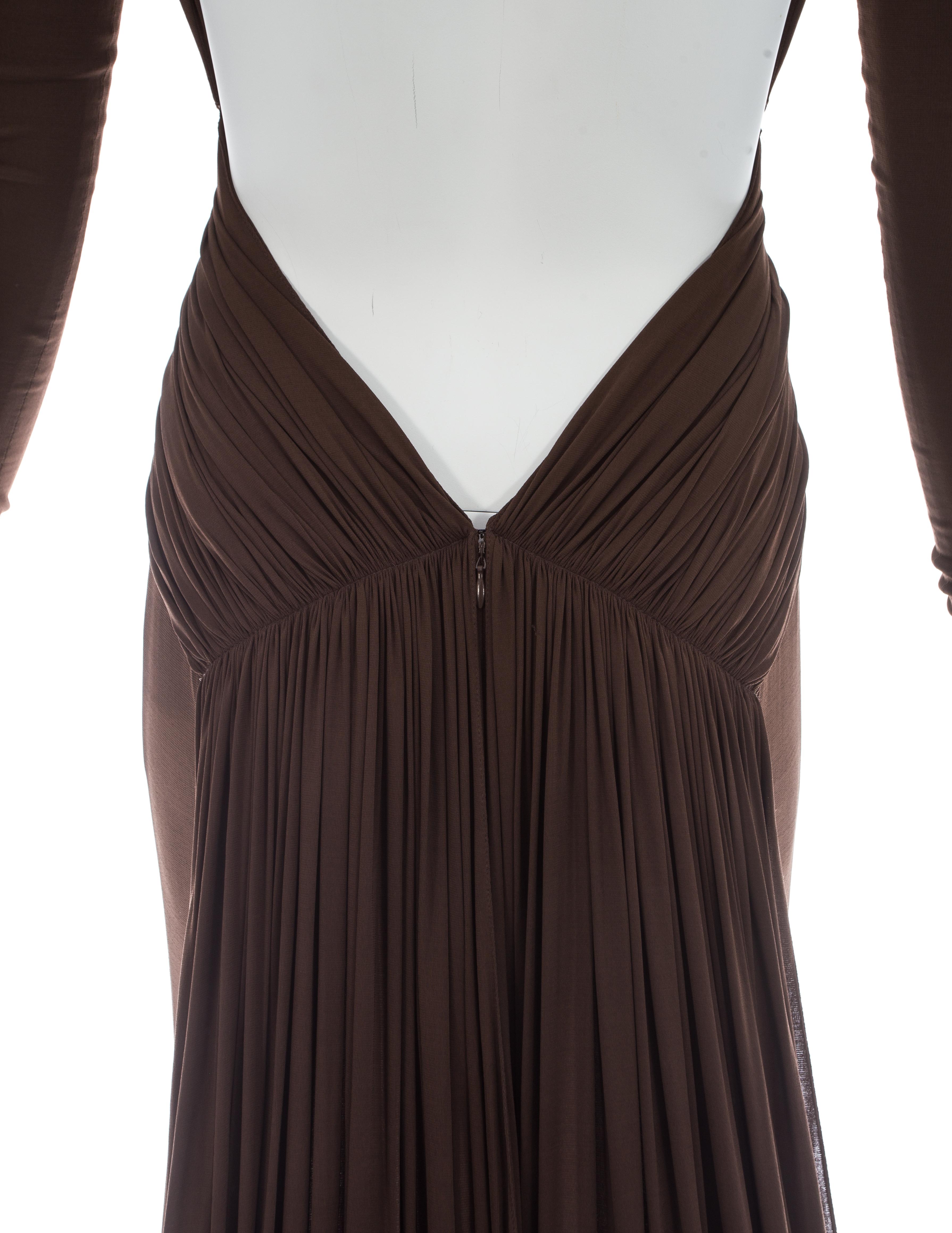 Guy Laroche brown viscose jersey pleated evening gown, S/S 2005 1