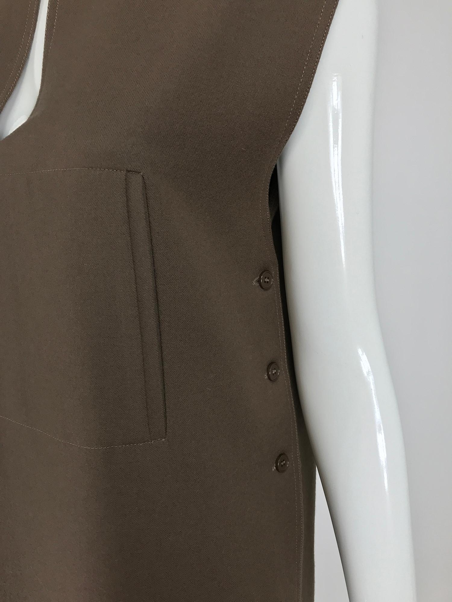 Guy Laroche Chocolate Brown Double Face Wool Tunic Dress 1960s 9