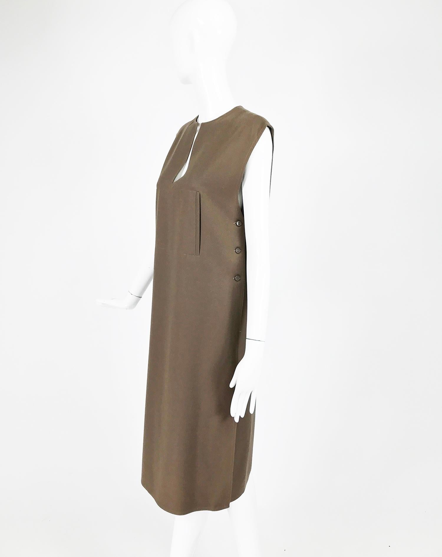 Guy Laroche Chocolate Brown Double Face Wool Tunic Dress 1960s In Good Condition In West Palm Beach, FL