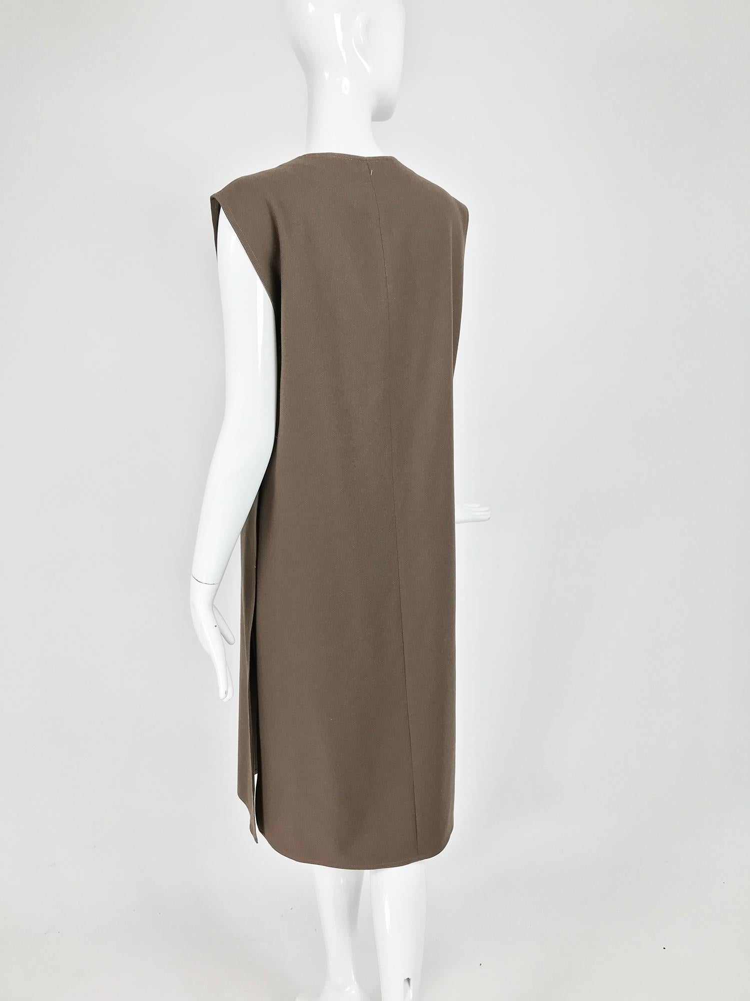 Guy Laroche Chocolate Brown Double Face Wool Tunic Dress 1960s 2