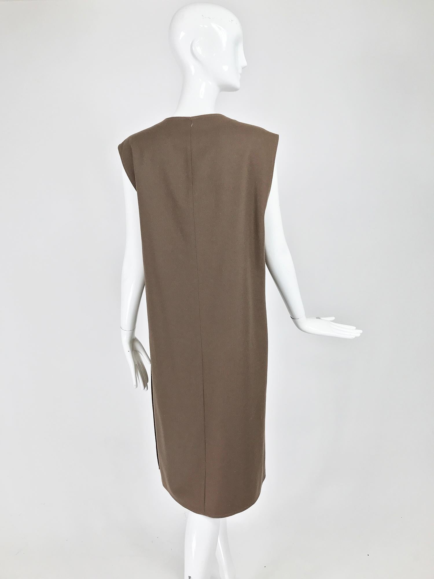 Guy Laroche Chocolate Brown Double Face Wool Tunic Dress 1960s 3