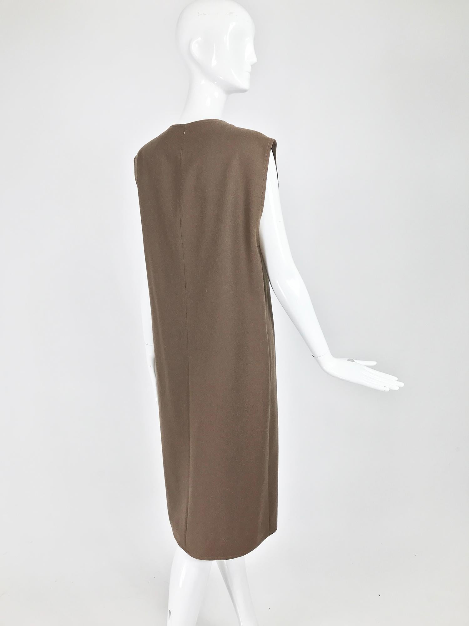 Guy Laroche Chocolate Brown Double Face Wool Tunic Dress 1960s 4
