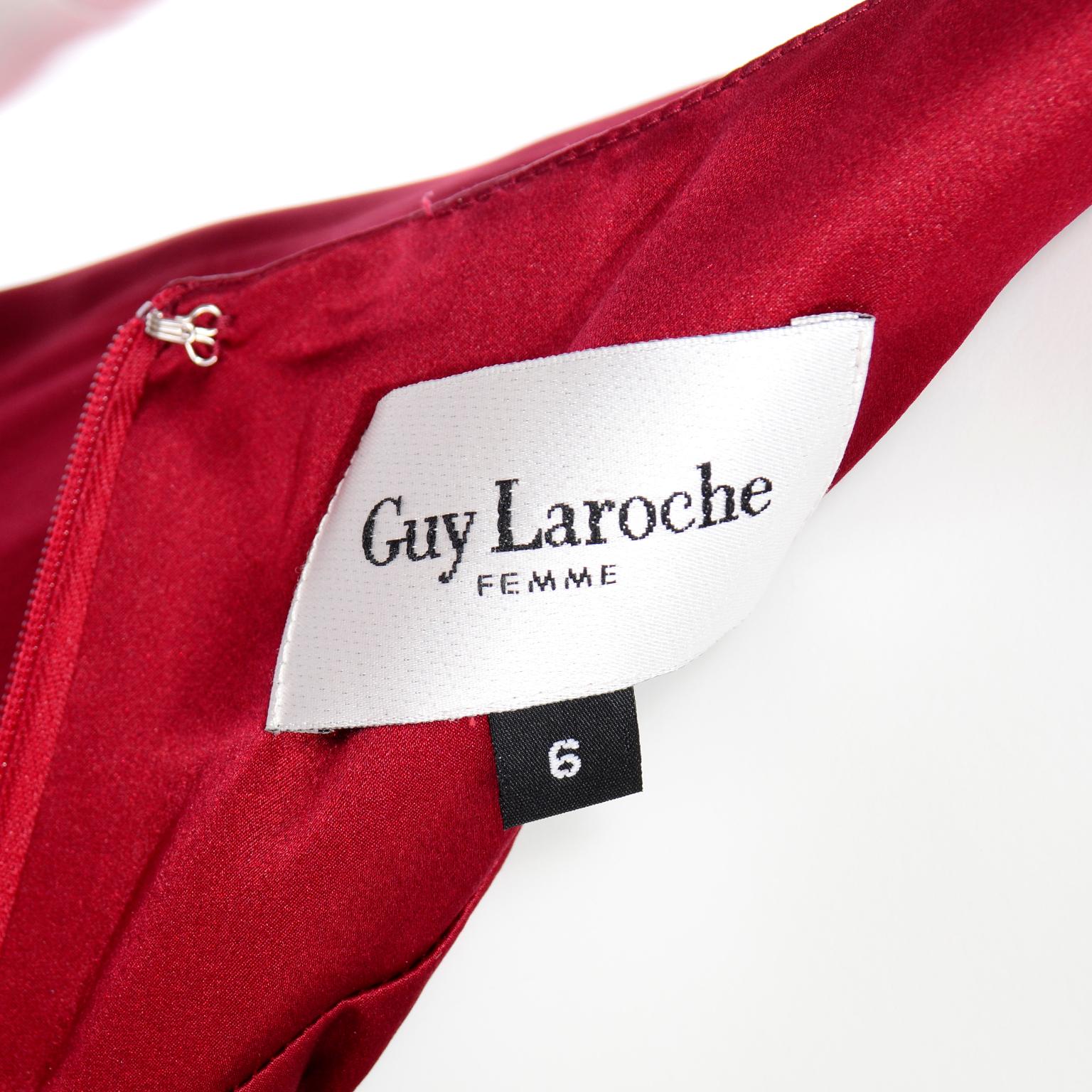 Guy Laroche Deep Red Silk Charmeuse Halter Dress w Back Panels For Sale 4