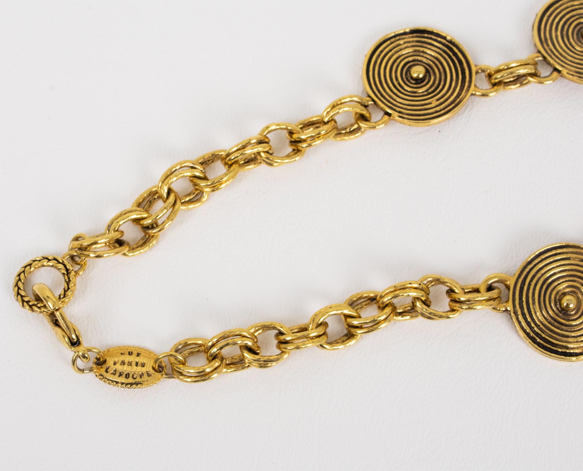 Guy Laroche Gilt Metal Tribal Necklace For Sale 2