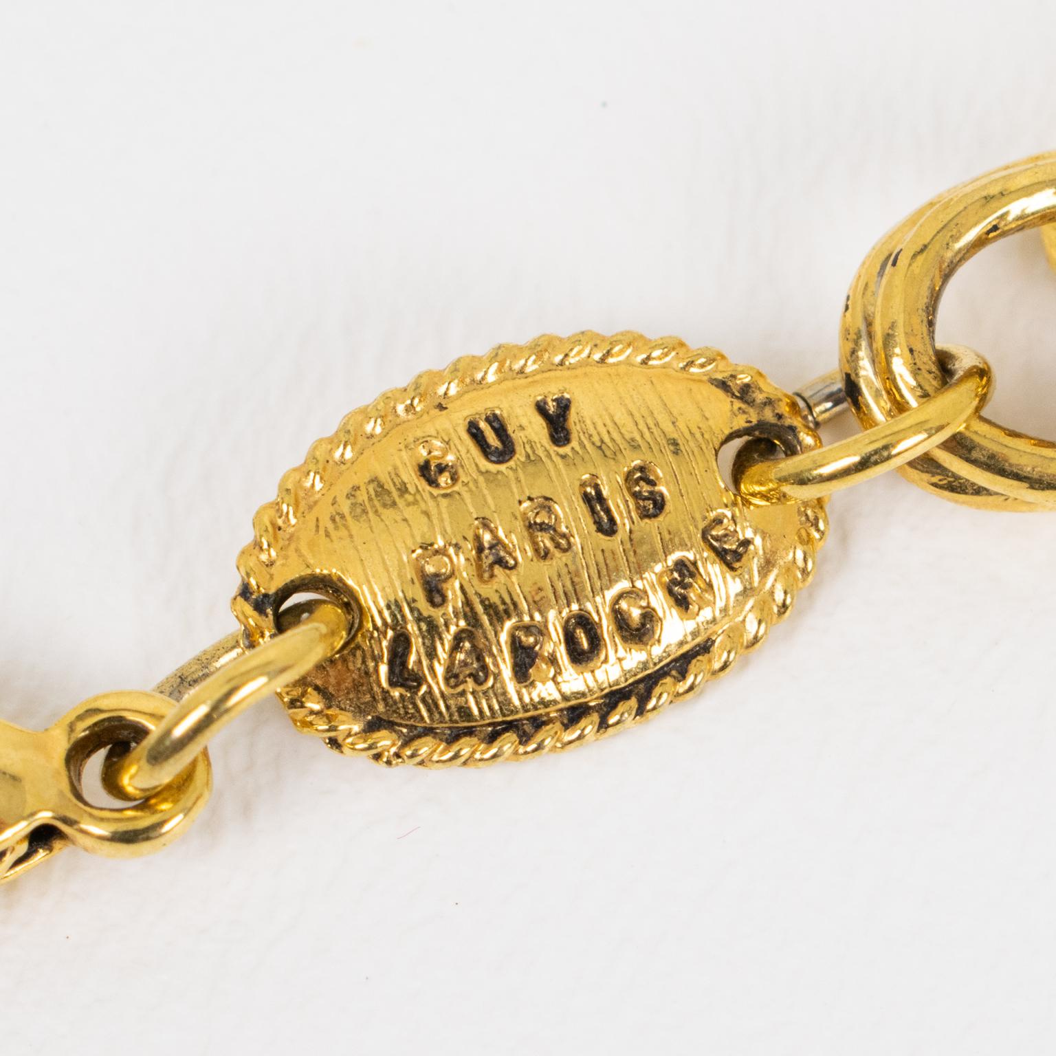 Guy Laroche Gilt Metal Tribal Necklace For Sale 3