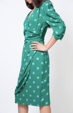 Guy Laroche Green Dots Silk Dress