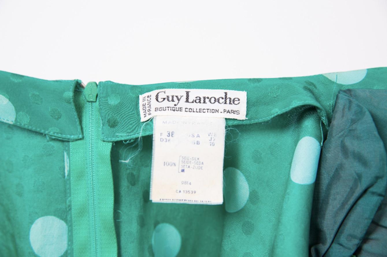 Guy Laroche Green Dots Silk Dress For Sale 2