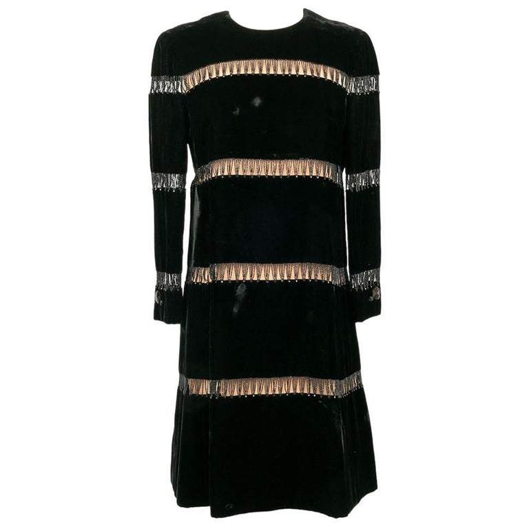 Guy Laroche Haute Couture Dress in Black Silk Velvet, Pearls and Strass For Sale at 1stDibs Guy Laroche Haute Couture Dress in Black Silk Velvet, Pearls and Strass For Sale at 1stDibs
