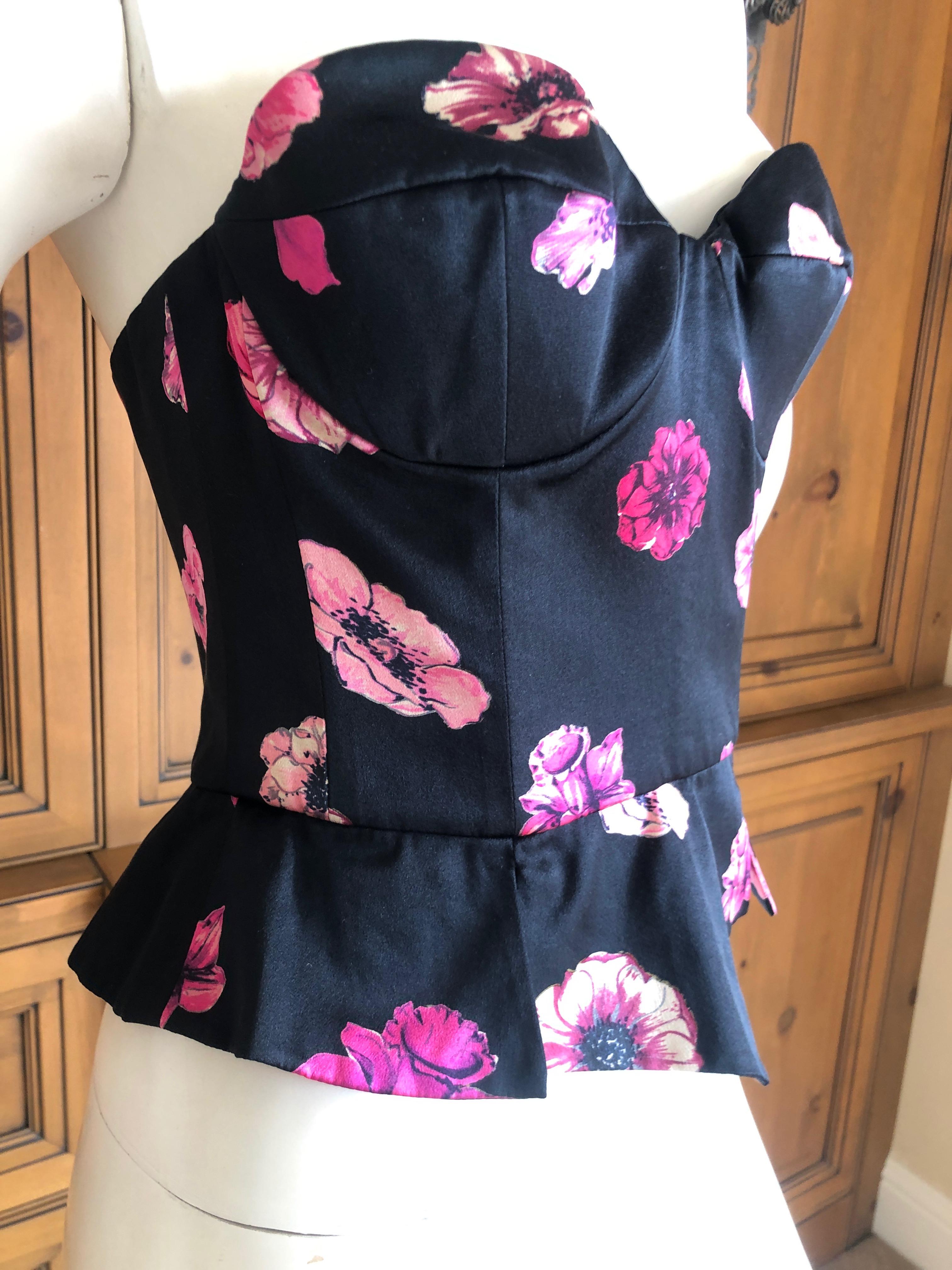 Guy Laroche Haute Couture Vintage Floral Silk Corset In Excellent Condition In Cloverdale, CA