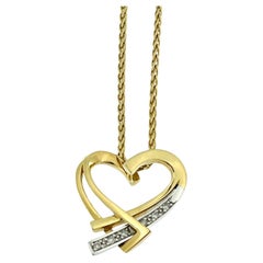 Guy Laroche Heart Pendant with Chain Yellow and White Gold with Diamonds