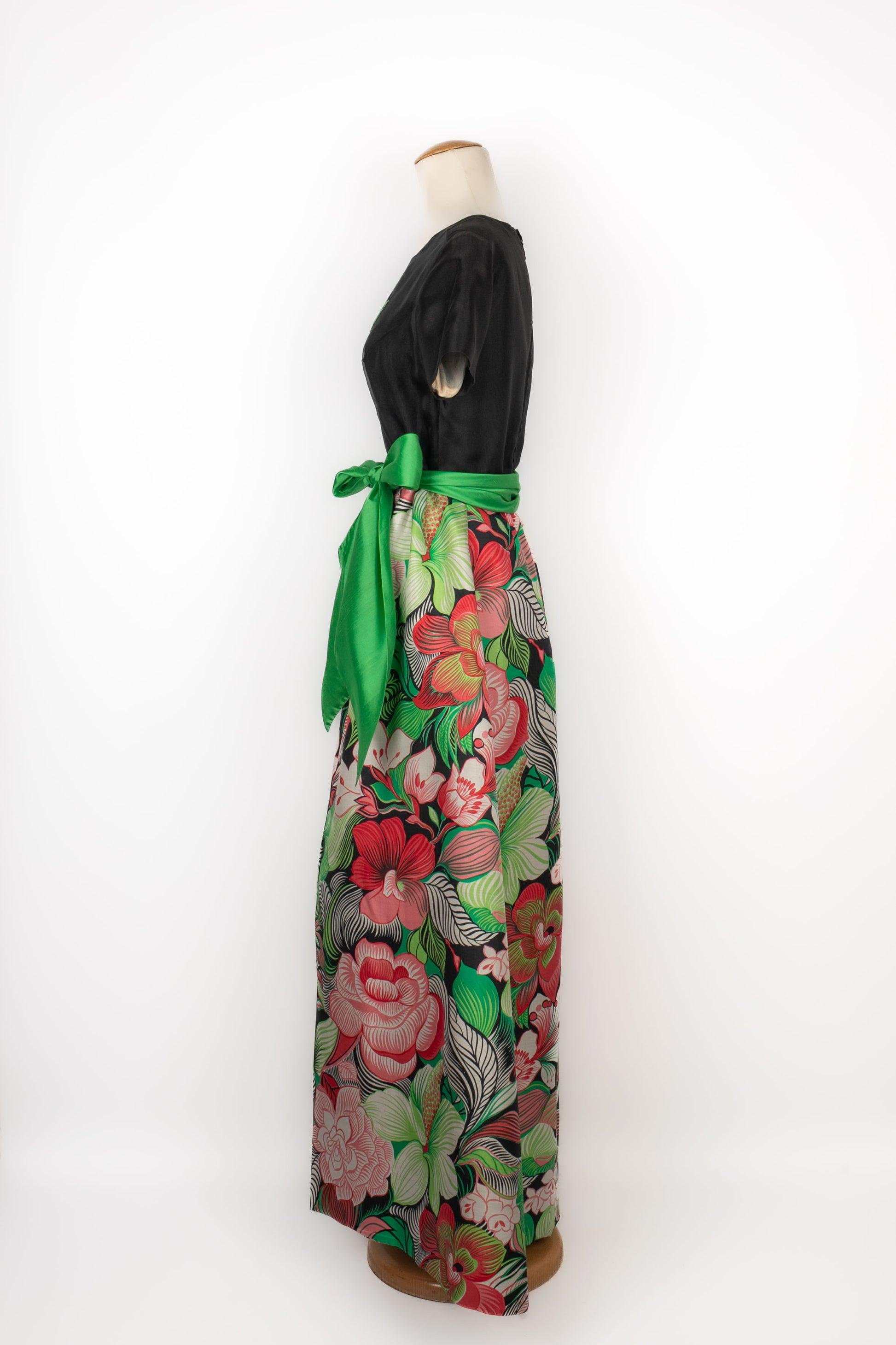 Women's Guy Laroche Long Black Silk Dress For Sale