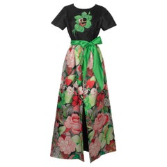 Guy Laroche Langes Schwarzes Seidenkleid