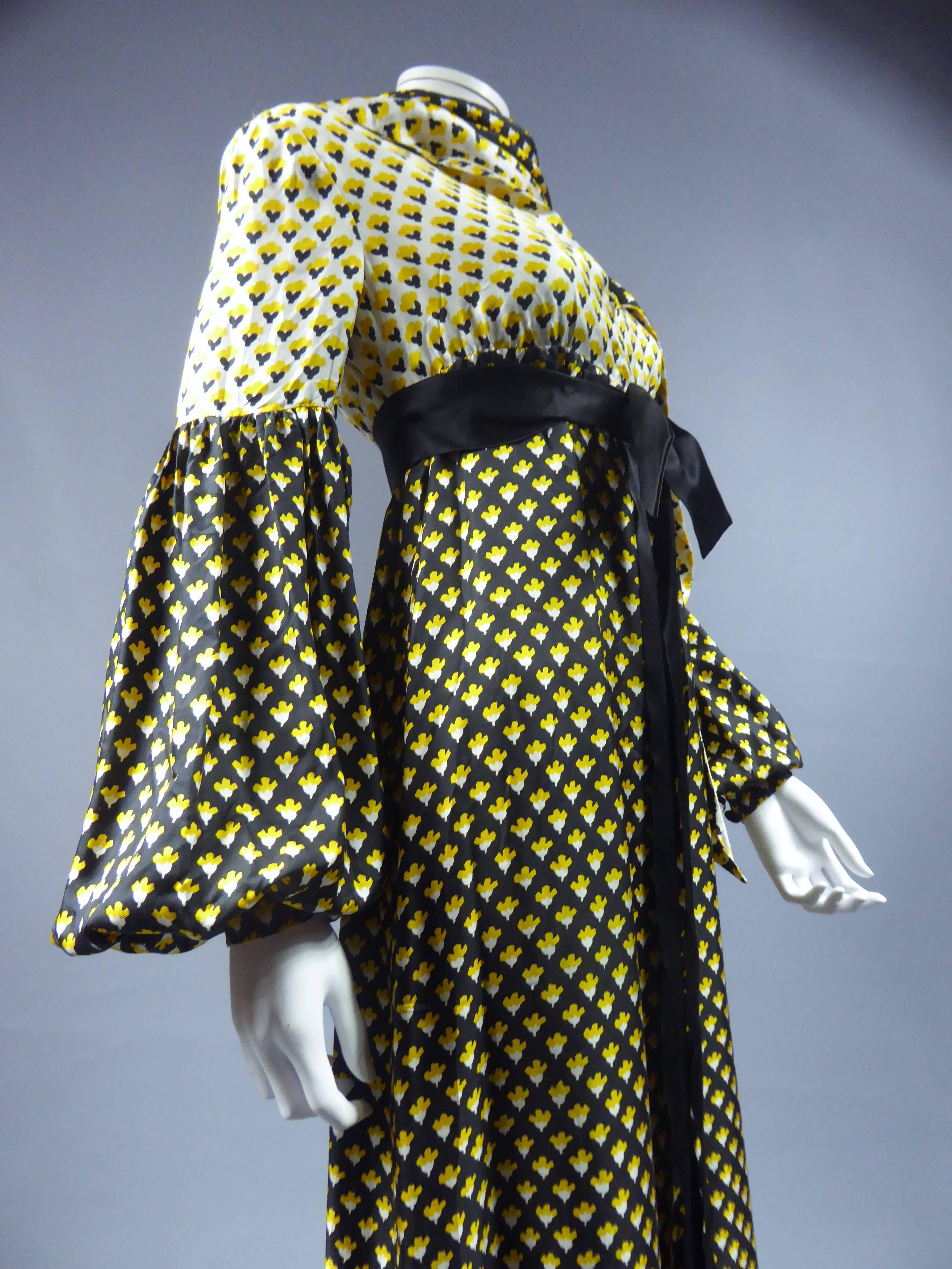 Guy Laroche Long printed silk Dress, Circa 1970 3