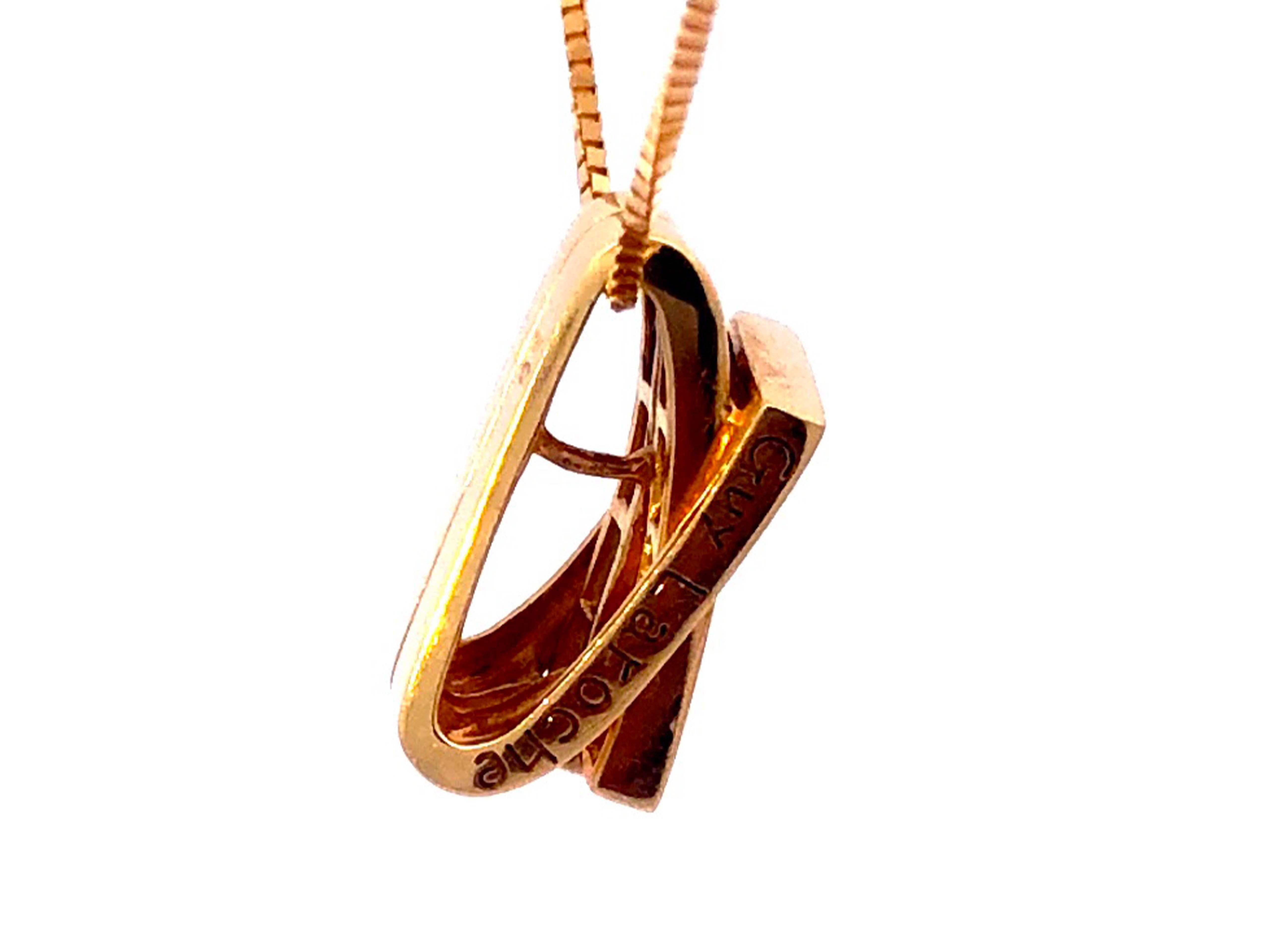 Guy Laroche Multigemstone Rainbow Band Pendant in 18K Yellow Gold In Excellent Condition For Sale In Honolulu, HI