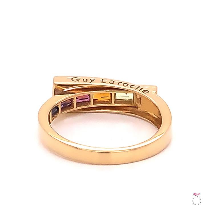 Modern Guy Laroche Multi Gemstone Rainbow Band Ring